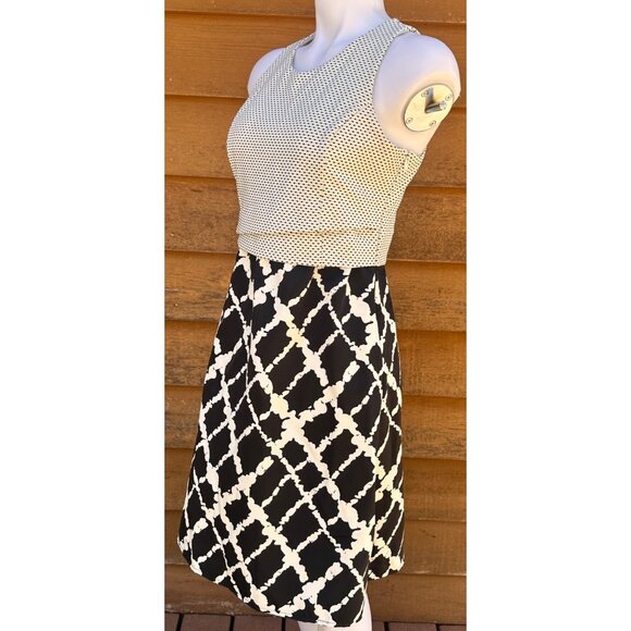 Tabitha For Anthropologie Black & White Aleida Sleeveless Dress Size 6 - Picture 7 of 9